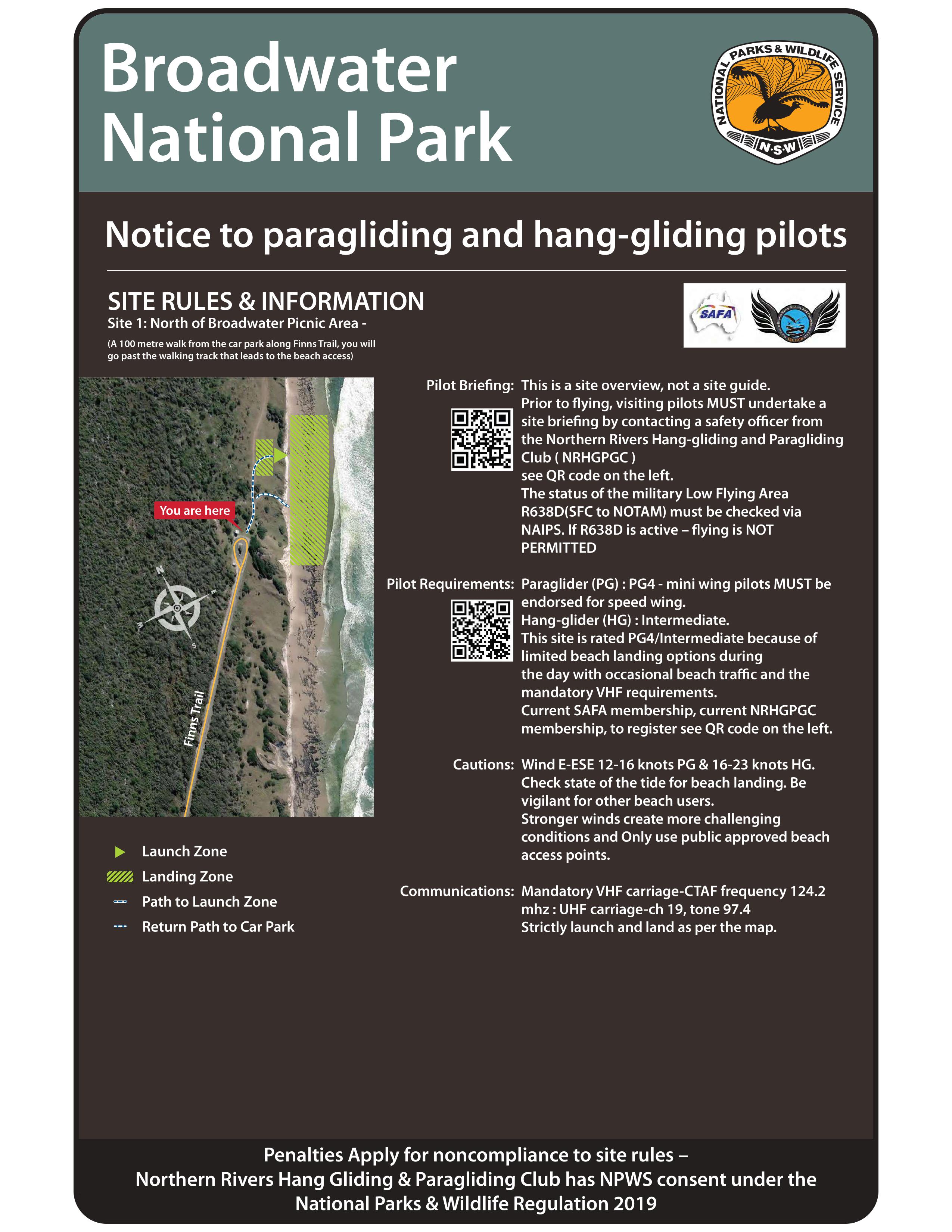 Broadwater NP Site 1 Rules and Information